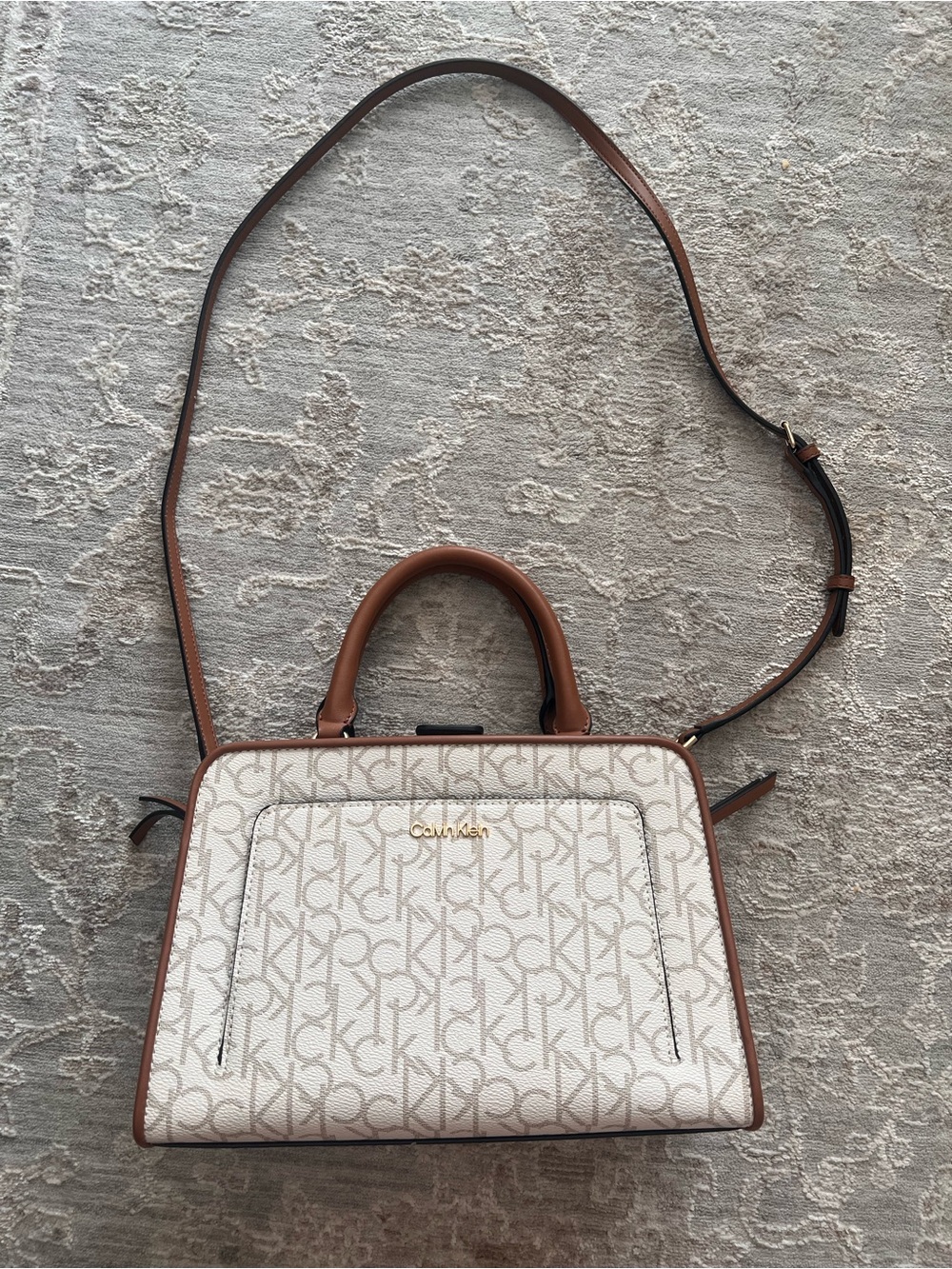 Calvin Klein Beige and Brown Satchel